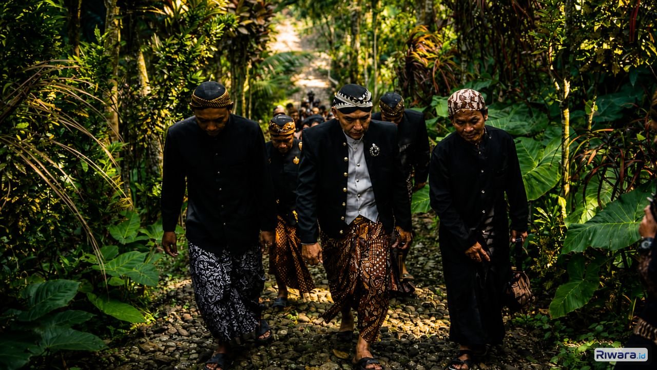 KP Bambang S Adiningrat saat prosesi ritual Miwaha Sekar Wijayakusuma di Pulau Majeti